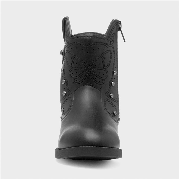 Camille Girls Black Zip Up Ankle Boot