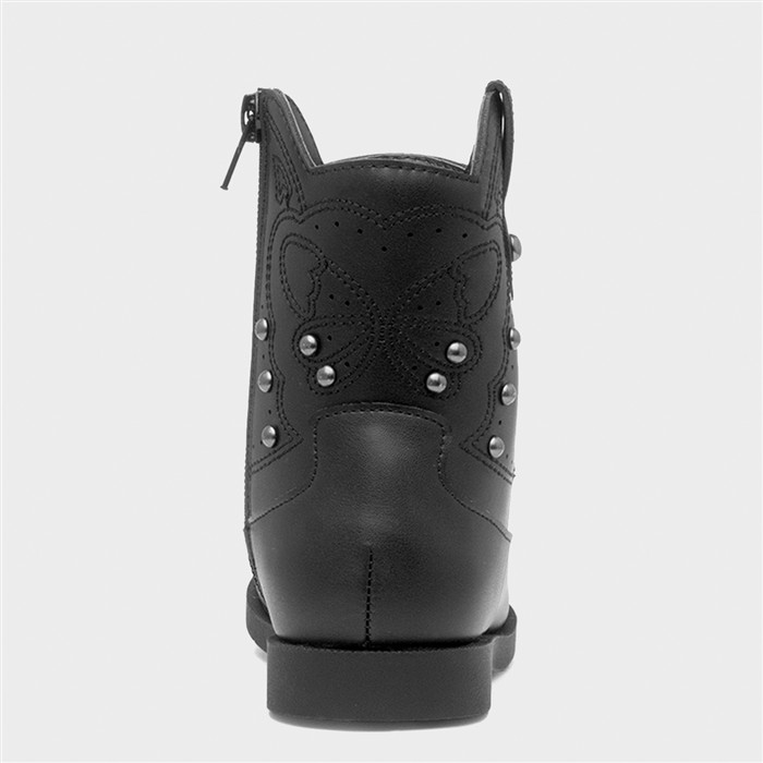 Camille Girls Black Zip Up Ankle Boot