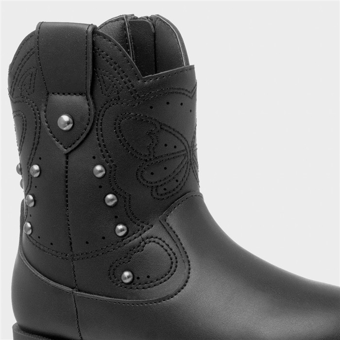 Camille Girls Black Zip Up Ankle Boot