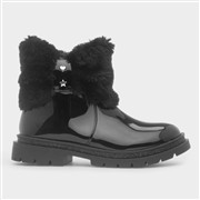 Walkright Louisa Girls Black Patent Faux Fur Boot (Click For Details)