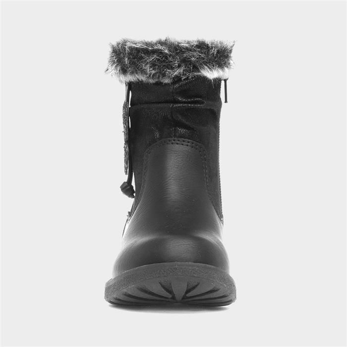 Lorna Girls Black Zip Up Butterfly Boot