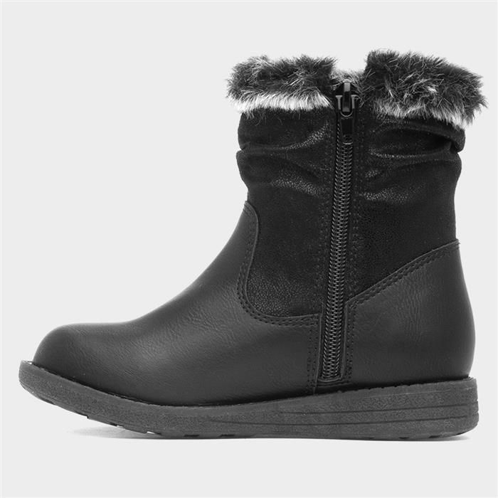 Lorna Girls Black Zip Up Butterfly Boot