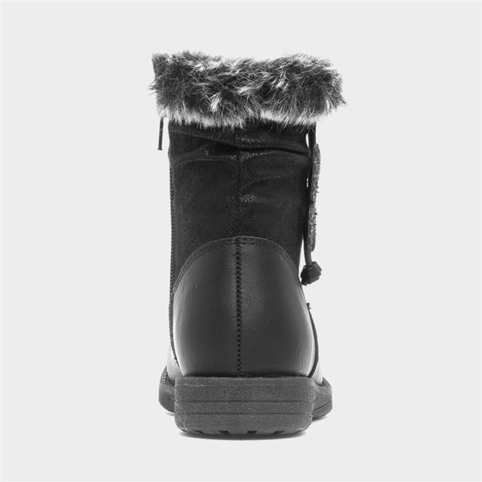 Lorna Girls Black Zip Up Butterfly Boot