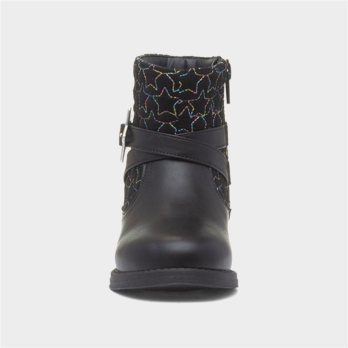 Leanne Girls Black Star Ankle Boot