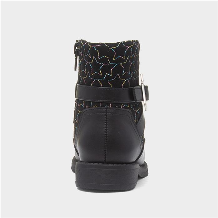 Leanne Girls Black Star Ankle Boot