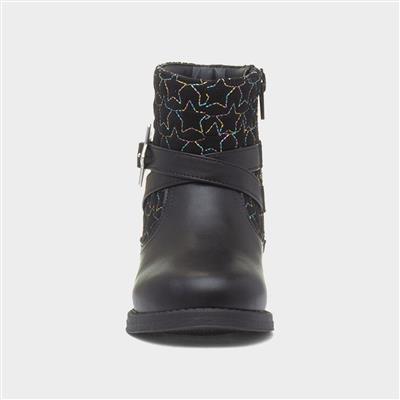 Leanne Girls Black Ankle Boot