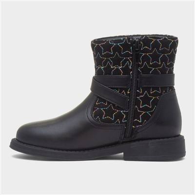 Leanne Girls Black Ankle Boot