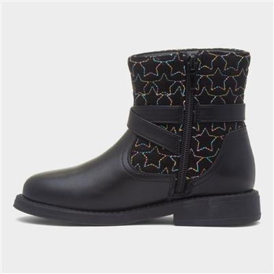 Leanne Girls Black Ankle Boot