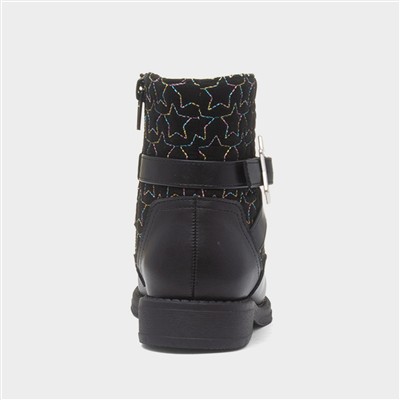 Leanne Girls Black Ankle Boot