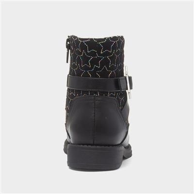 Leanne Girls Black Ankle Boot