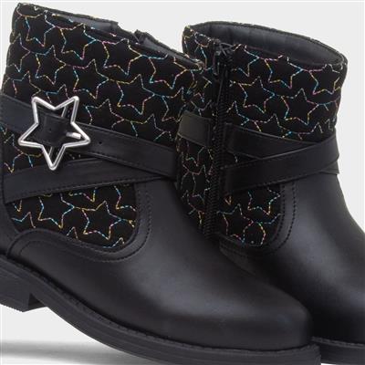 Leanne Girls Black Ankle Boot