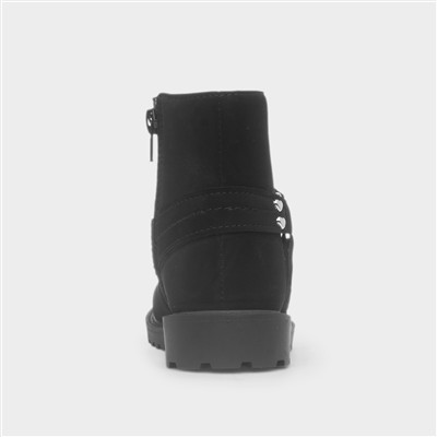 Lucky Girls Black Zip Up Ankle Boot