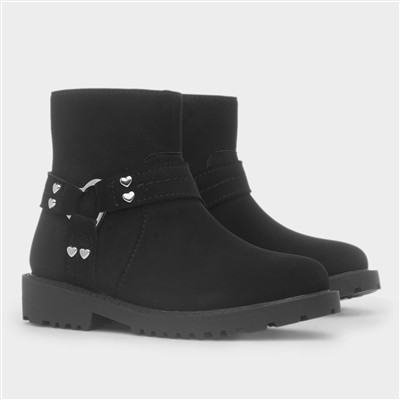 Lucky Girls Black Zip Up Ankle Boot
