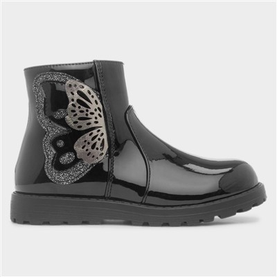 Catherine Girls Black Butterly Boot