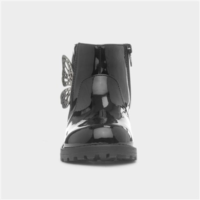 Catherine Girls Black Butterly Boot