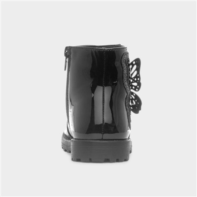 Catherine Girls Black Butterly Boot