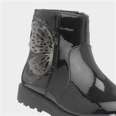 Catherine Girls Black Butterly Boot