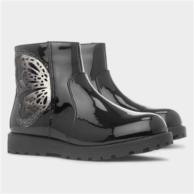 Catherine Girls Black Butterly Boot