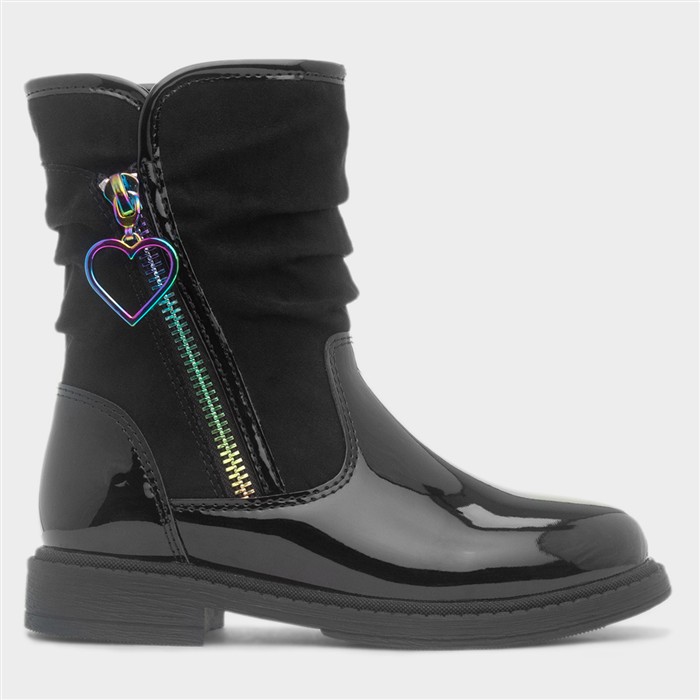 Rhoda Girls Black Patent Ankle Boot