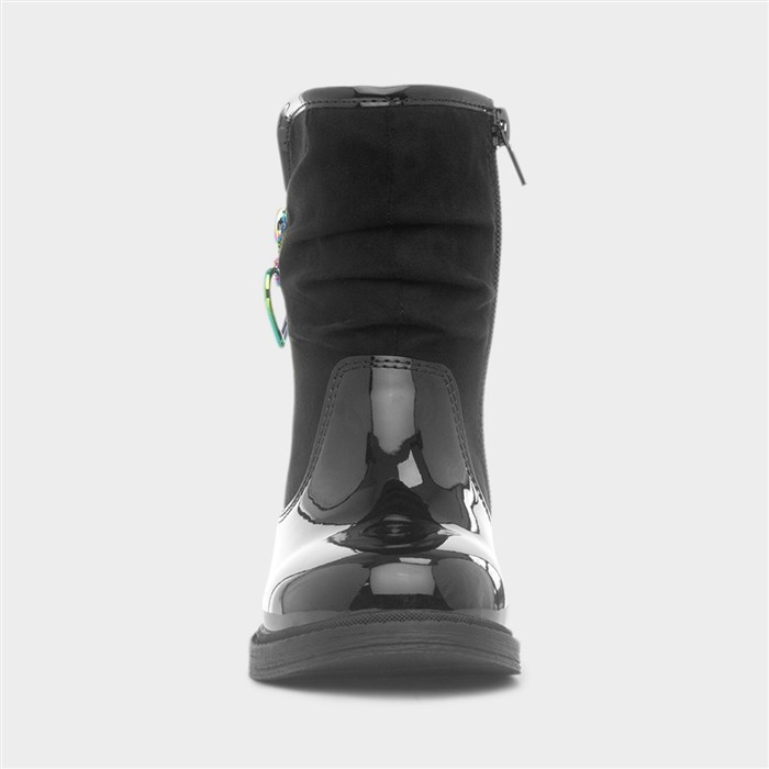 Rhoda Girls Black Patent Ankle Boot