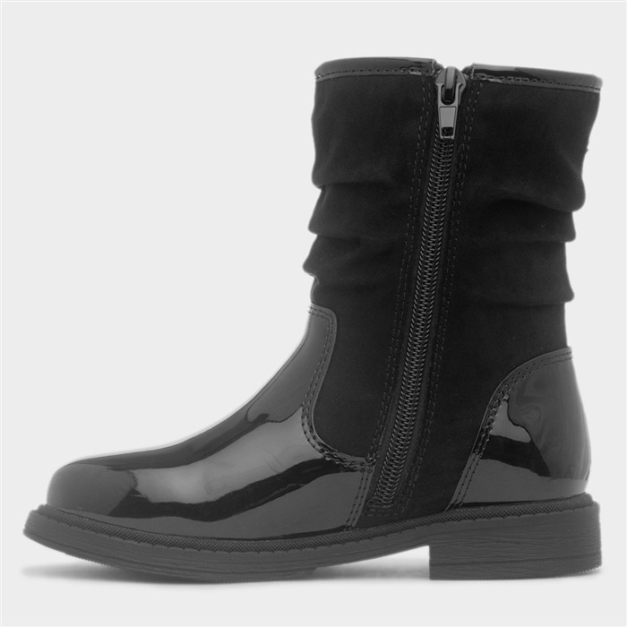 Rhoda Girls Black Patent Ankle Boot