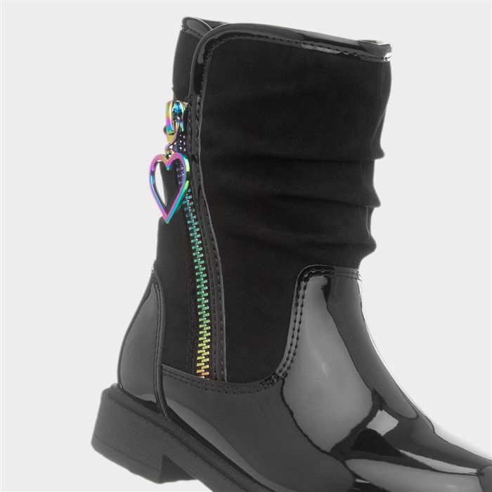 Rhoda Girls Black Patent Ankle Boot