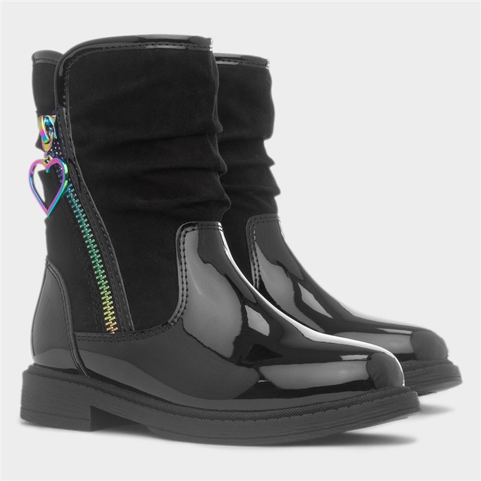 Rhoda Girls Black Patent Ankle Boot