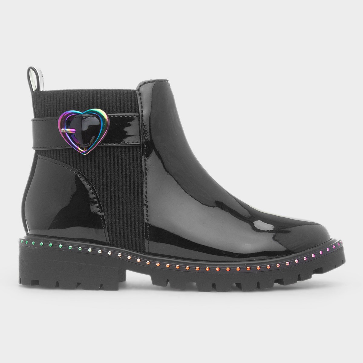 Lara Girls Black Patent Iridescent Boot