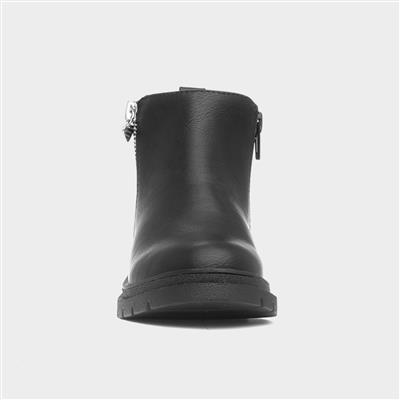 Carla Girls Black Heart Ankle Boot