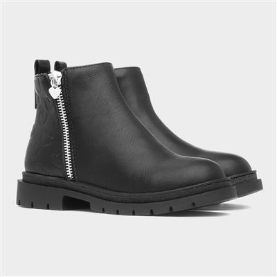 Carla Girls Black Heart Ankle Boot