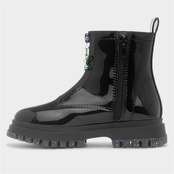 Cora Girls Black Patent Ankle Boot
