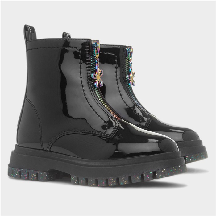 Cora Girls Black Patent Ankle Boot
