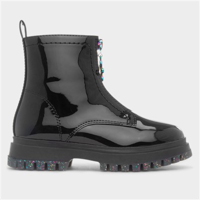 Cora Girls Black Patent Ankle Boot
