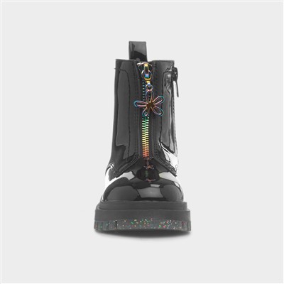 Cora Girls Black Patent Ankle Boot