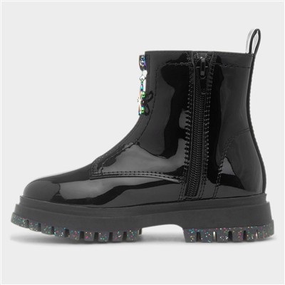 Cora Girls Black Patent Ankle Boot