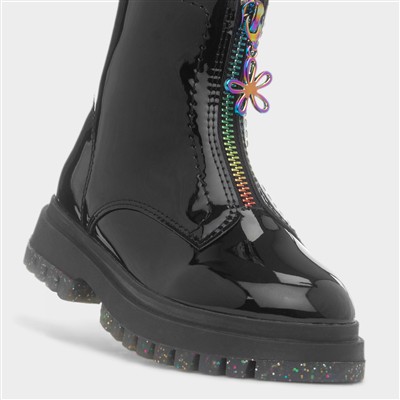 Cora Girls Black Patent Ankle Boot