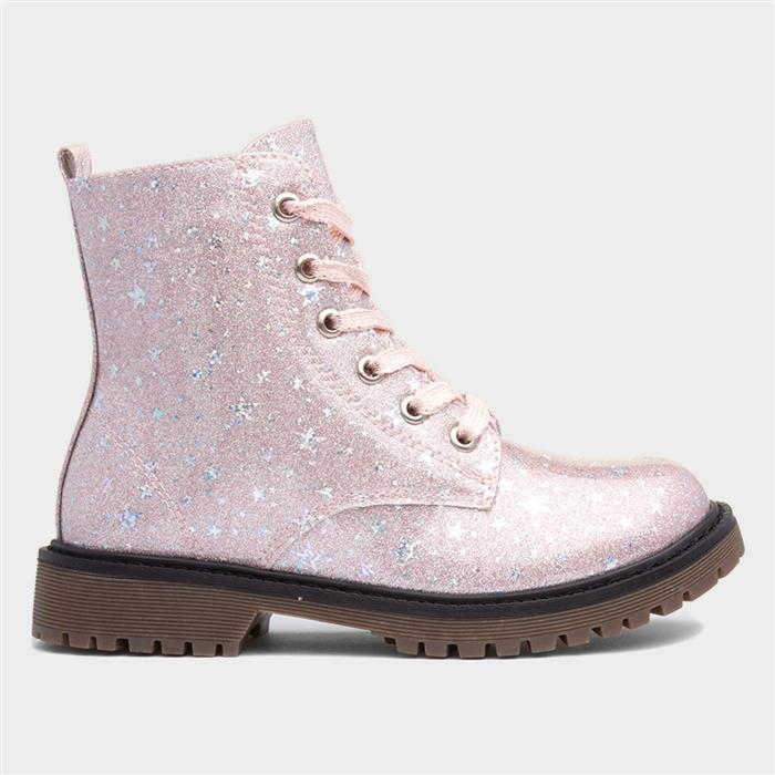 Leanne Girls Pink Glitter Boot