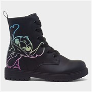 Disney Stitch Kids Black Zip Up Lace Up Ankle Boot (Click For Details)