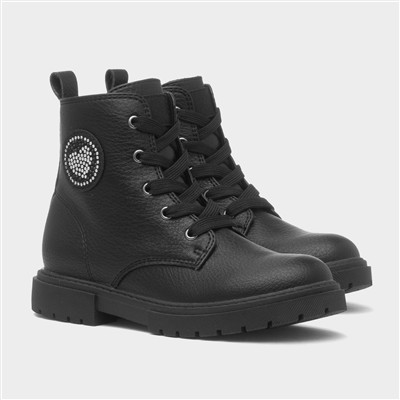 Maddy Girls Black Ankle Boot