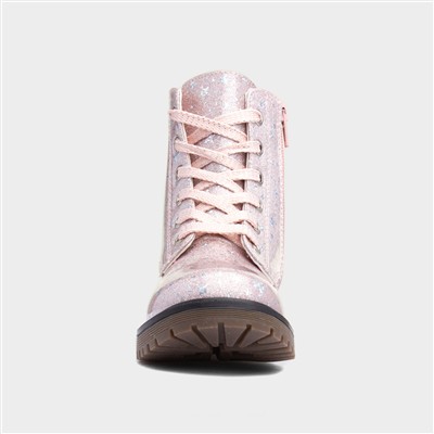 Leanna Girls Pink Glitter Ankle Boot