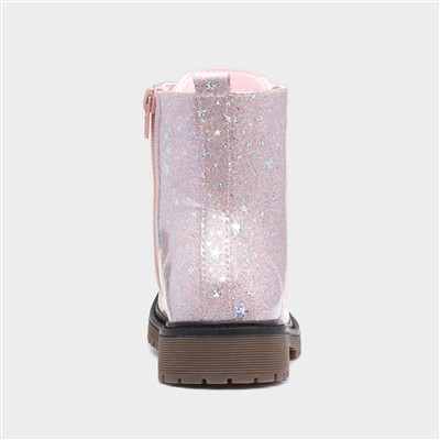 Leanna Girls Pink Glitter Ankle Boot