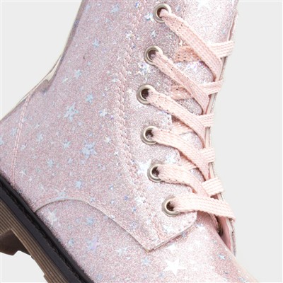 Leanna Girls Pink Glitter Ankle Boot
