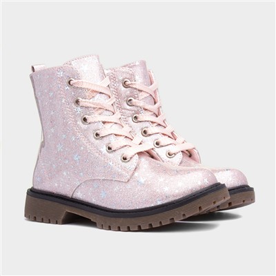 Leanna Girls Pink Glitter Ankle Boot