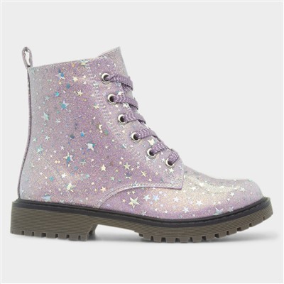 Willow Girls Purple Glitter Star Boot