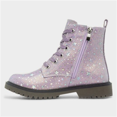 Willow Girls Purple Glitter Star Boot