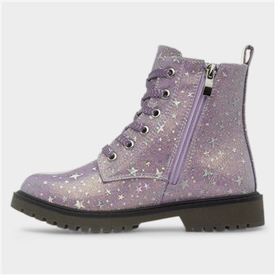 Willow Girls Purple Glitter Star Boot