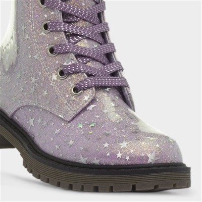 Willow Girls Purple Glitter Star Boot