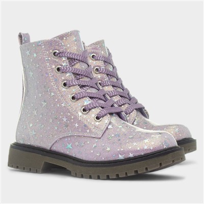 Willow Girls Purple Glitter Star Boot