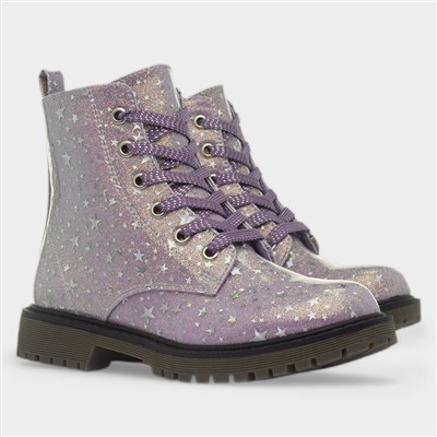 Willow Girls Purple Glitter Star Boot