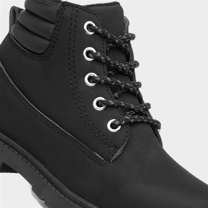 Boys Black Lace Up Zip Up Ankle Boot